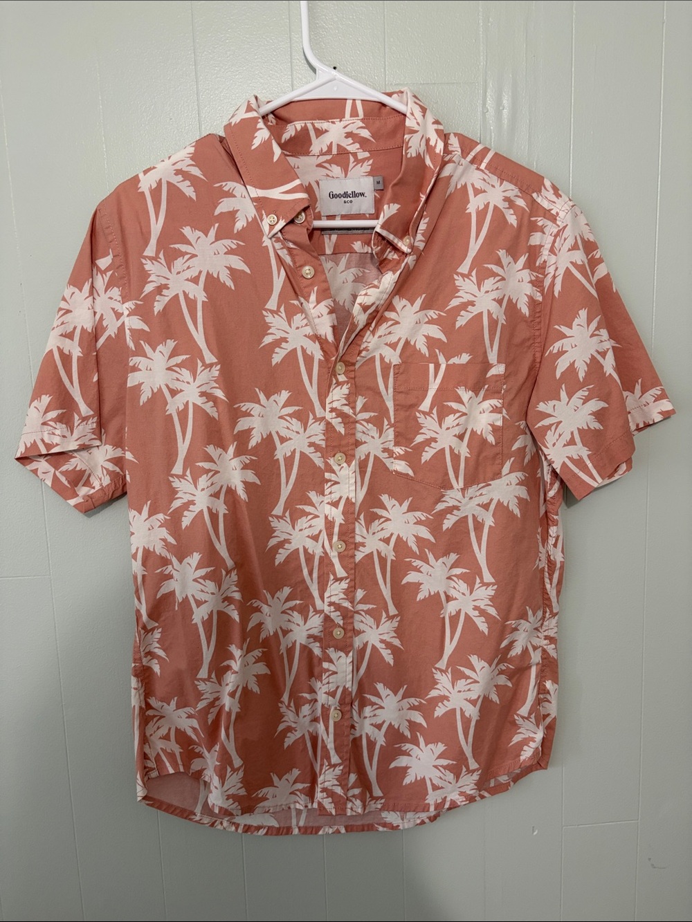 Goodfellow & Co Coral Short-Sleeve Palm Print Button-Up Shirt
